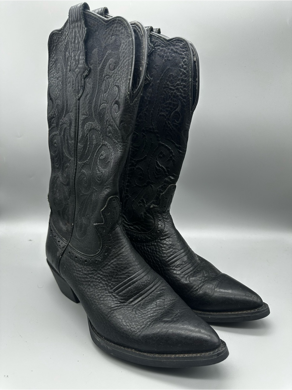 Justin Boots Womens Black Leather Western Cowboy Boots Pointed Toe 2553 Size 7 B